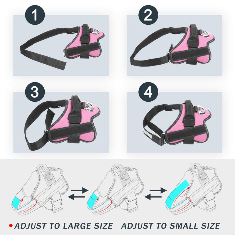 Bolux Dog Harness, No-Pull Reflective Dog Vest, Breathable Adjustable Pet Harness with Handle for Outdoor Walking - No More Pulling, Tugging or Choking (Pink, M) - Image 3